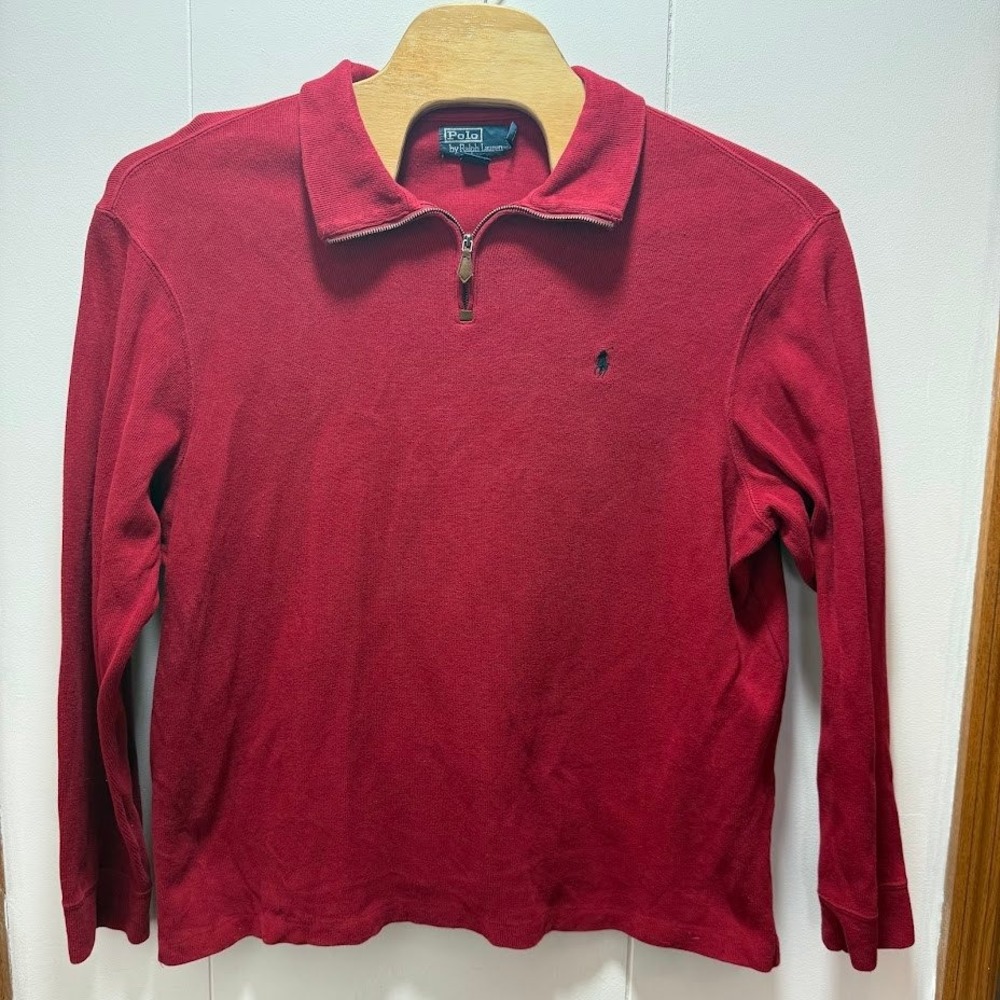 Polo Ralph Lauren Mens Size XXL Red‎ Quarter Zip Pullover Sweater Long Sleeve